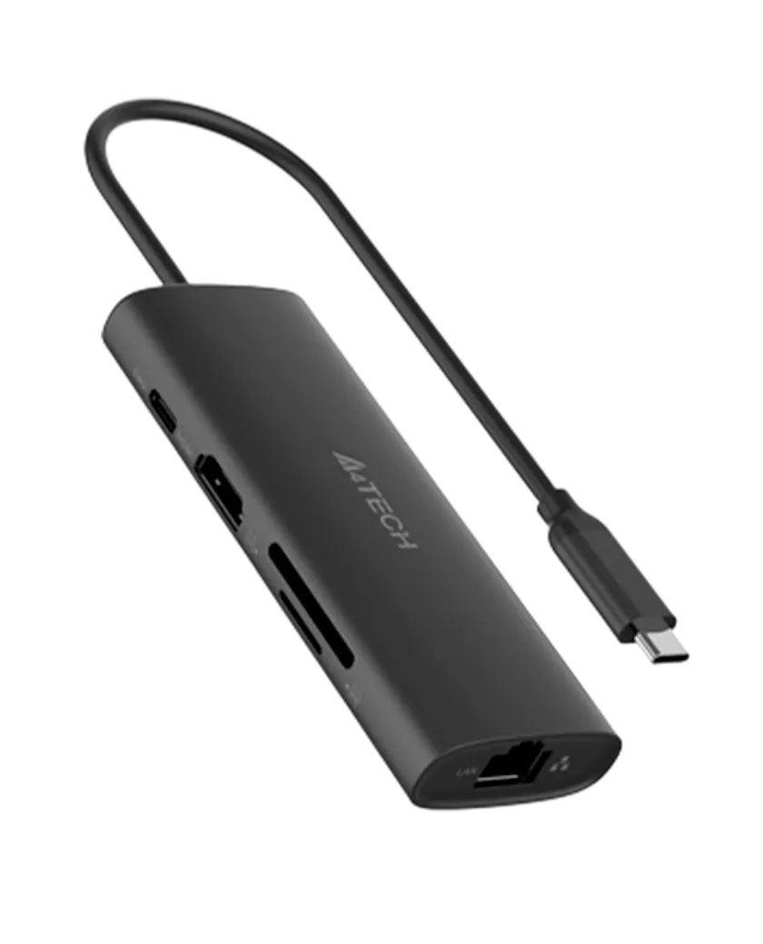 USB HUB A4Tech DST-80C (8в1) док-станция (разветвитель) Type-C / Ash Grey