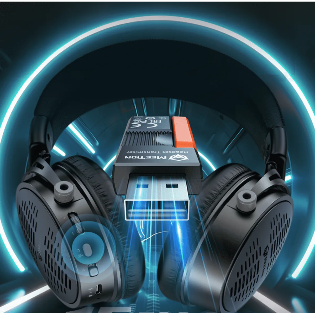 Наушники игровые беспроводные Meetion BTH013 Gaming / Black