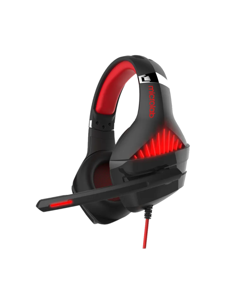 Наушники игровые проводные Microlab G6 Gaming / Red-Black