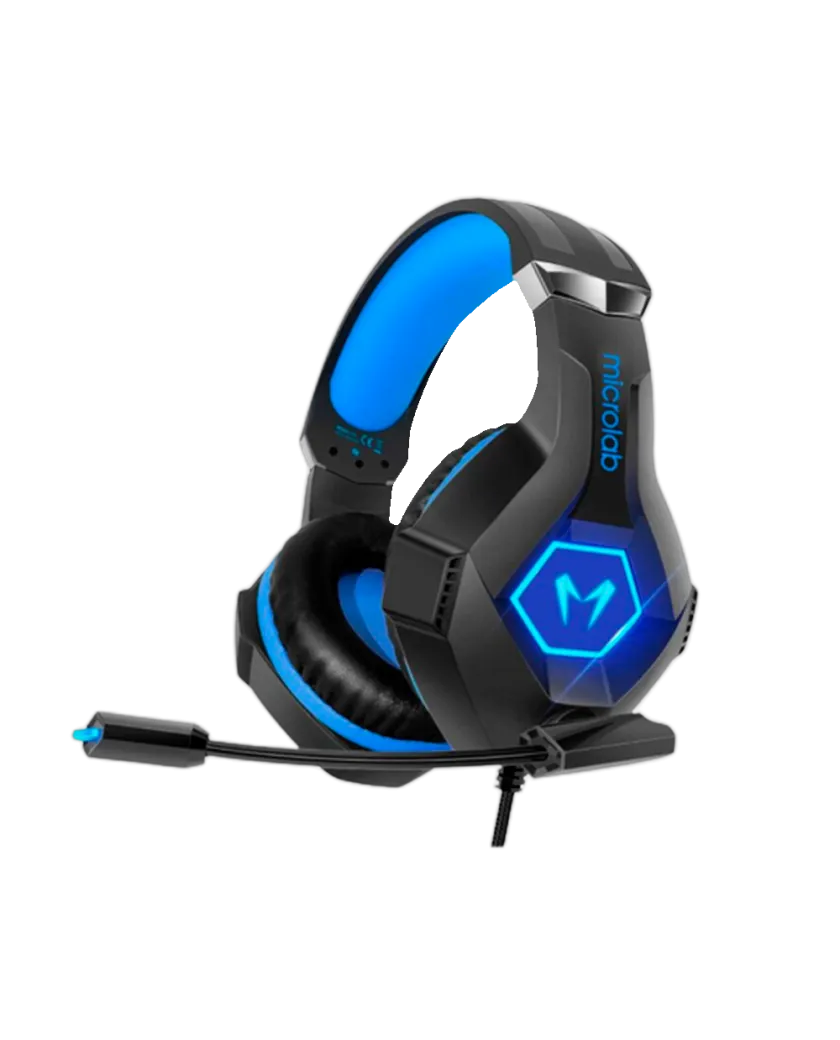 Наушники игровые проводные Microlab G7 Gaming / Blue-Black
