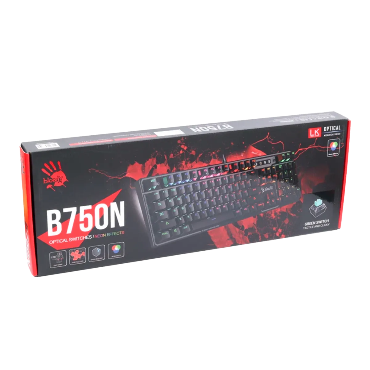 Клавиатура игровая проводная Bloody B750N Gaming / Destiny Green