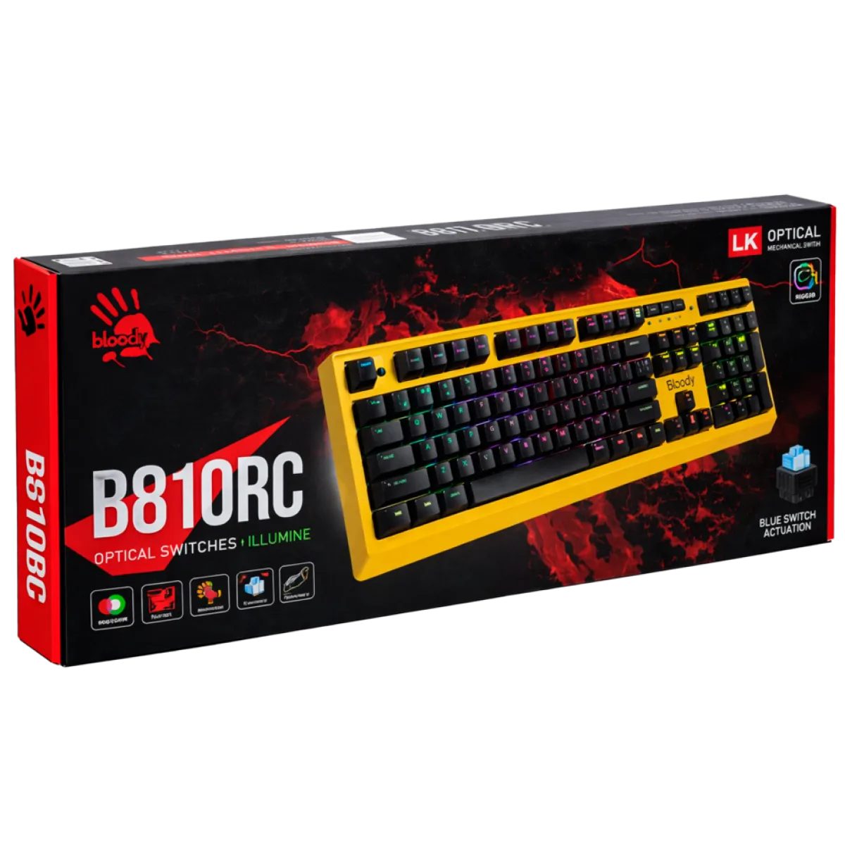 Клавиатура игровая проводная Bloody B810RC Gaming / Punk Yellow