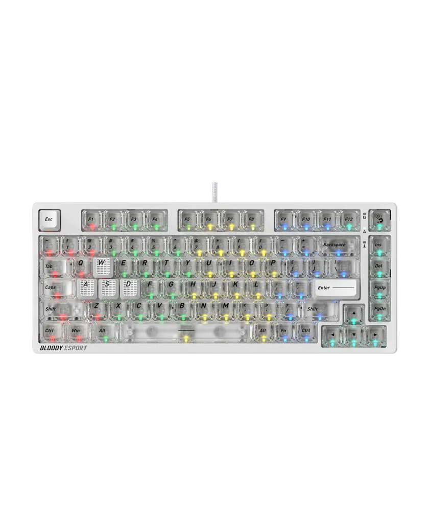 Клавиатура игровая проводная Bloody MS76 / Crystal White