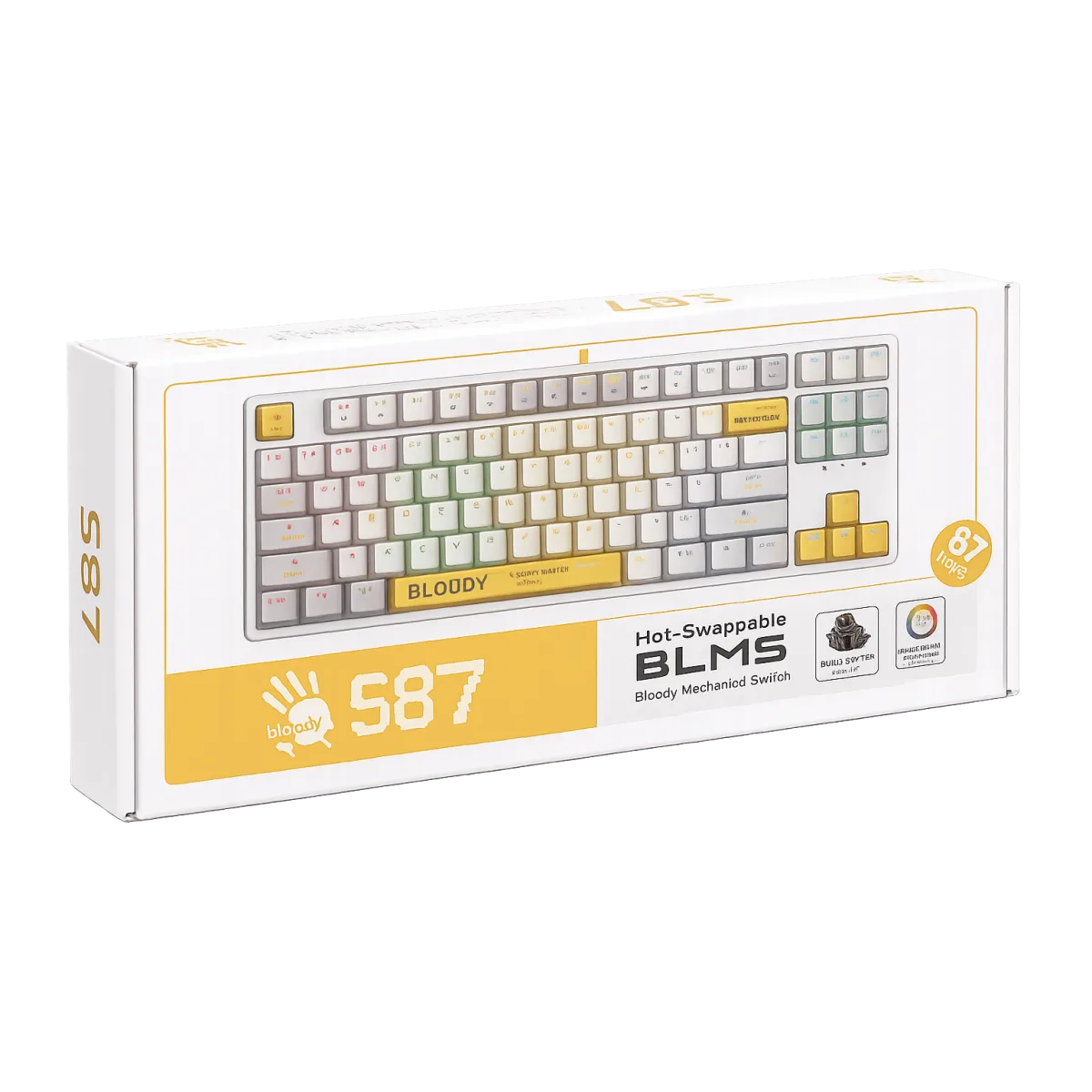Клавиатура игровая проводная Bloody S87 Gaming / Energy White