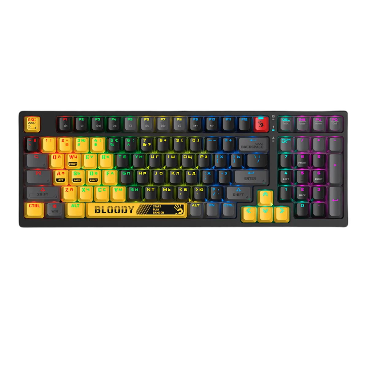 Клавиатура игровая проводная Bloody S98 Sport Lime Gaming RGB / White