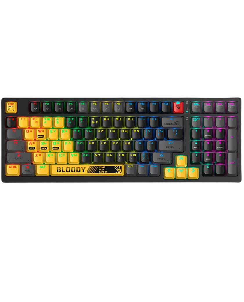 Клавиатура игровая проводная Bloody S98 Sport Lime Gaming RGB / White