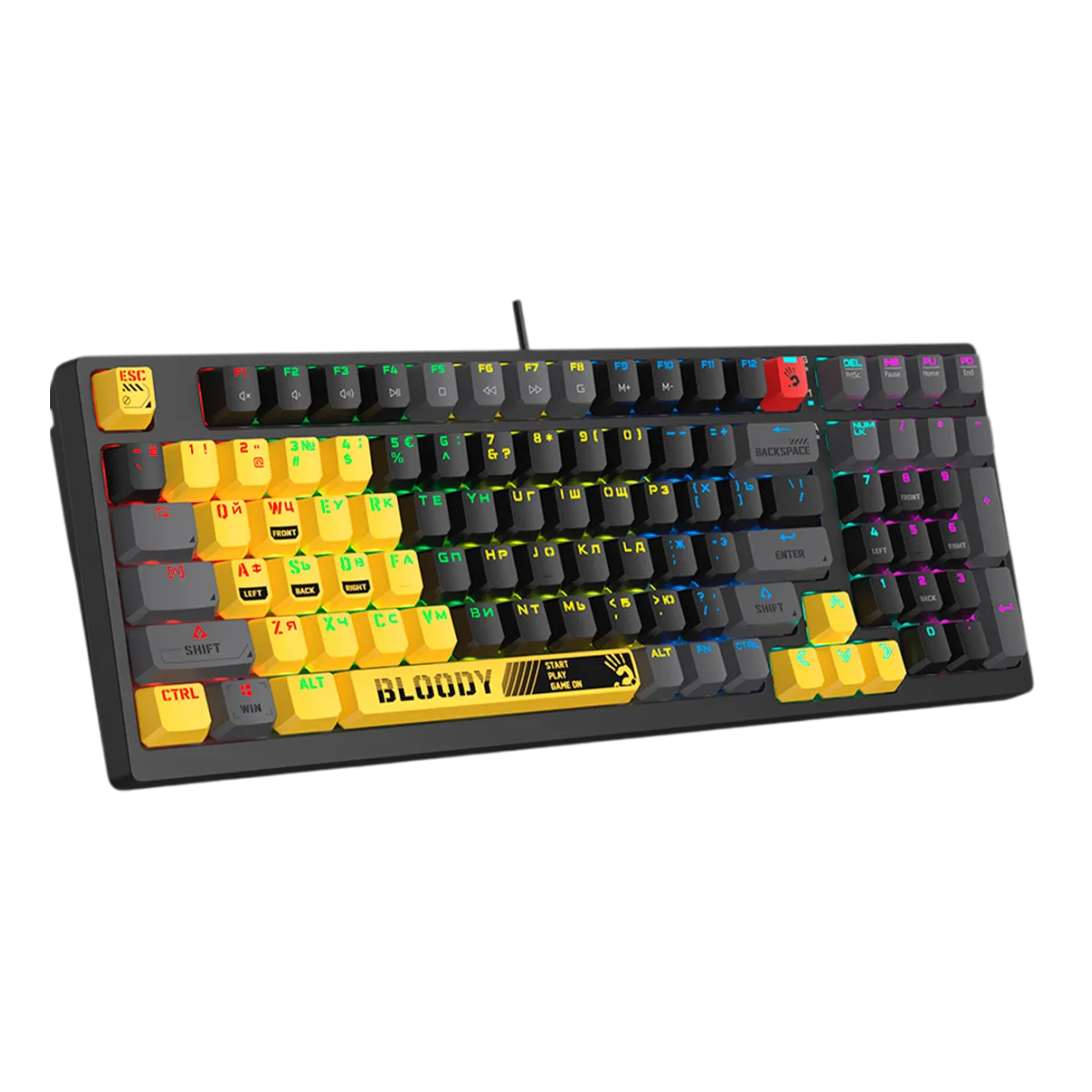 Клавиатура игровая проводная Bloody S98 Sport Lime Gaming RGB / White