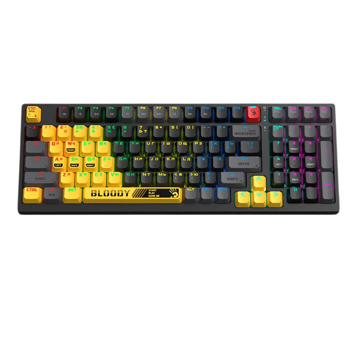 Клавиатура игровая проводная Bloody S98 Sport Lime Gaming RGB / White