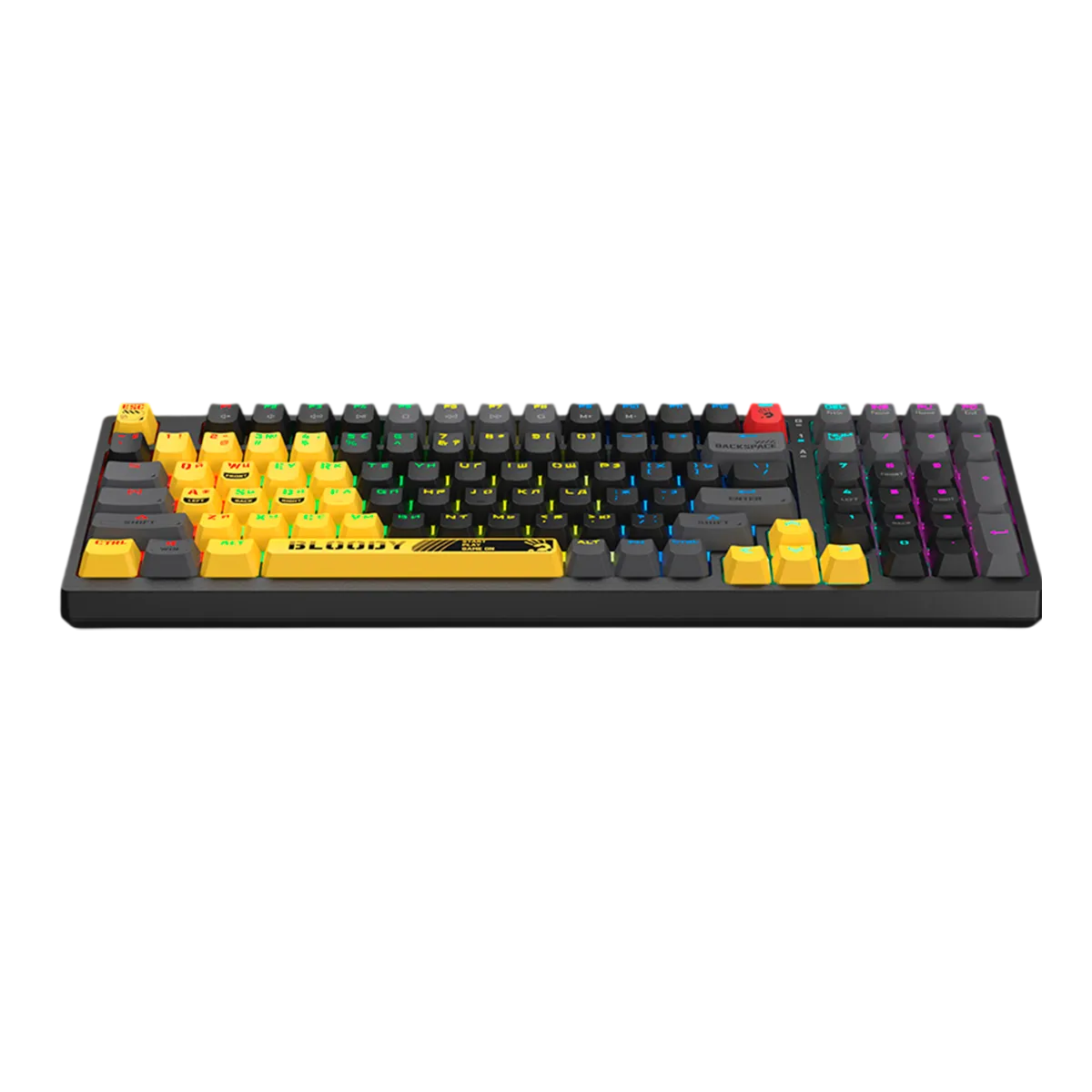 Клавиатура игровая проводная Bloody S98 Sport Lime Gaming RGB / White