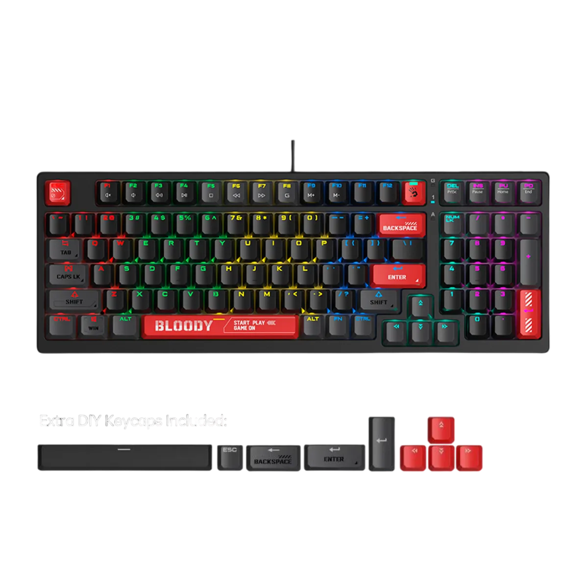 Клавиатура игровая проводная Bloody S98 Sports Red Gaming RGB / Red