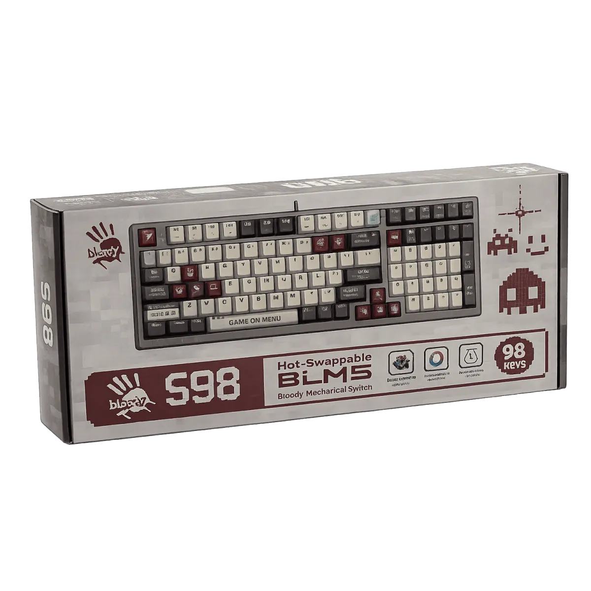 Клавиатура игровая проводная Bloody S98 Pixels Gaming Red+ Switch / Red