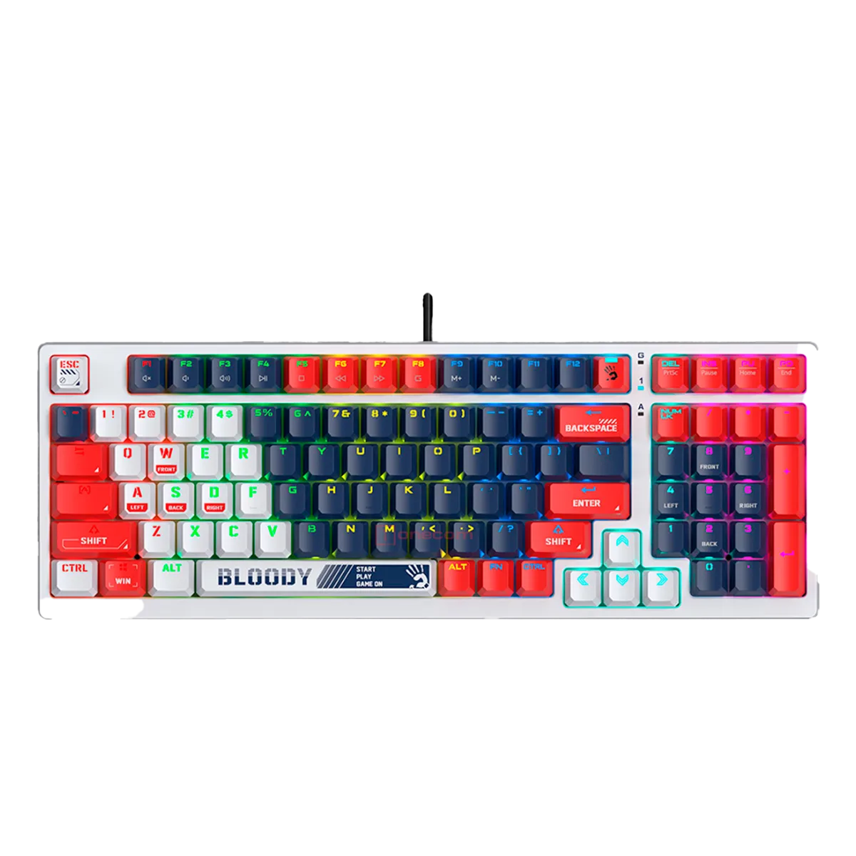 Клавиатура игровая проводная Bloody S98 Sports Navy Brown Switch Gaming RGB / White