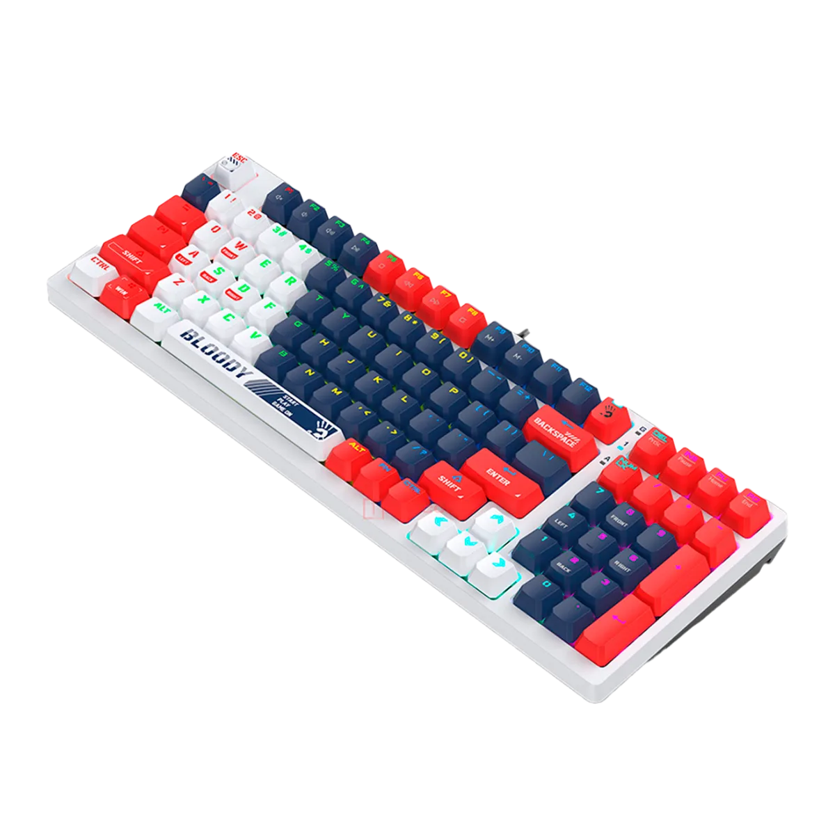 Клавиатура игровая проводная Bloody S98 Sports Navy Brown Switch Gaming RGB / White