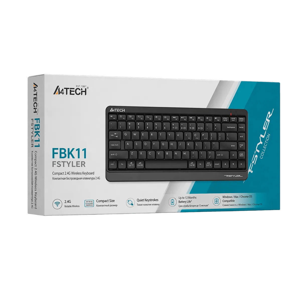 Клавиатура беспроводная A4Tech Fstyler FBK11 / Grey