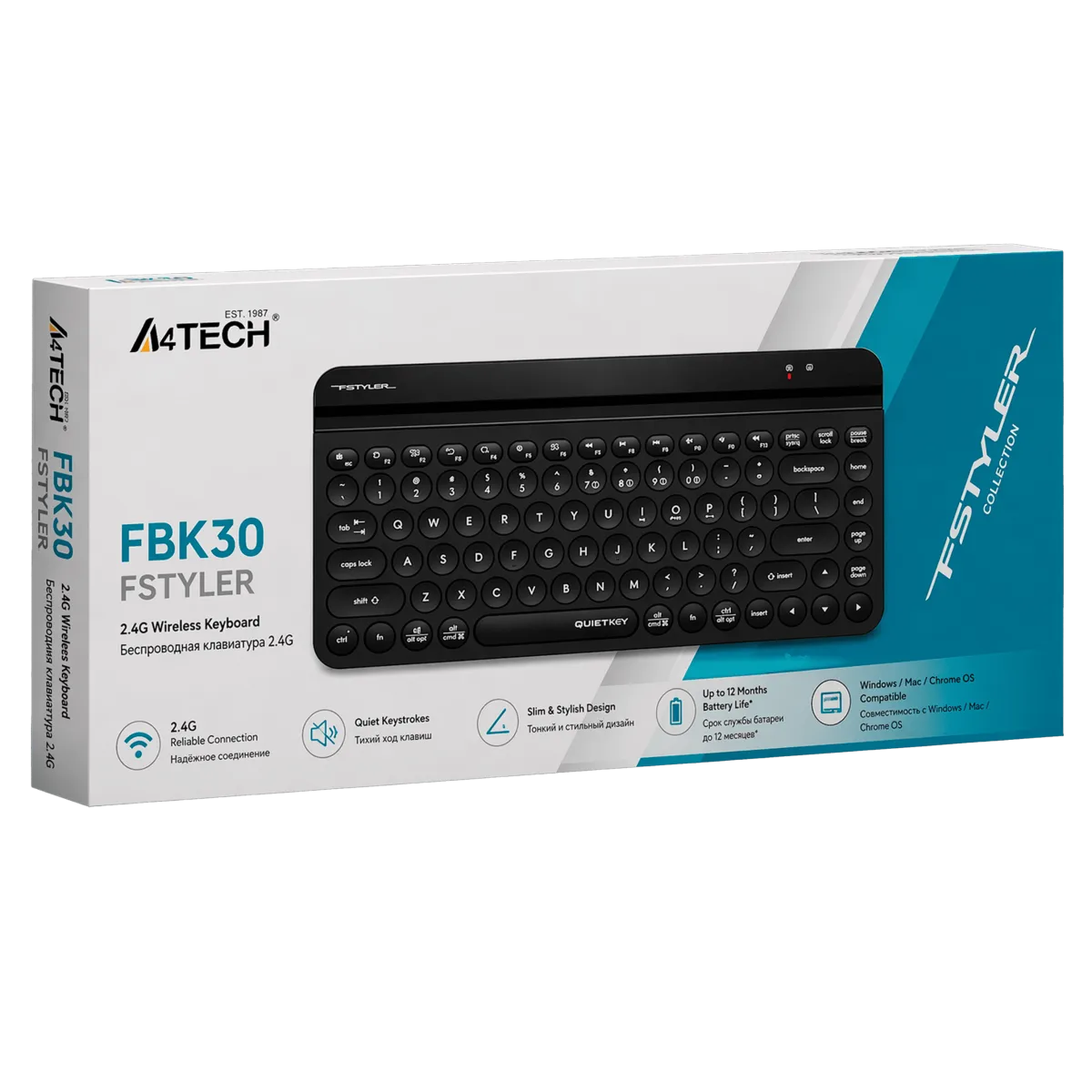 Клавиатура беспроводная A4Tech Fstyler FBK30 / Black