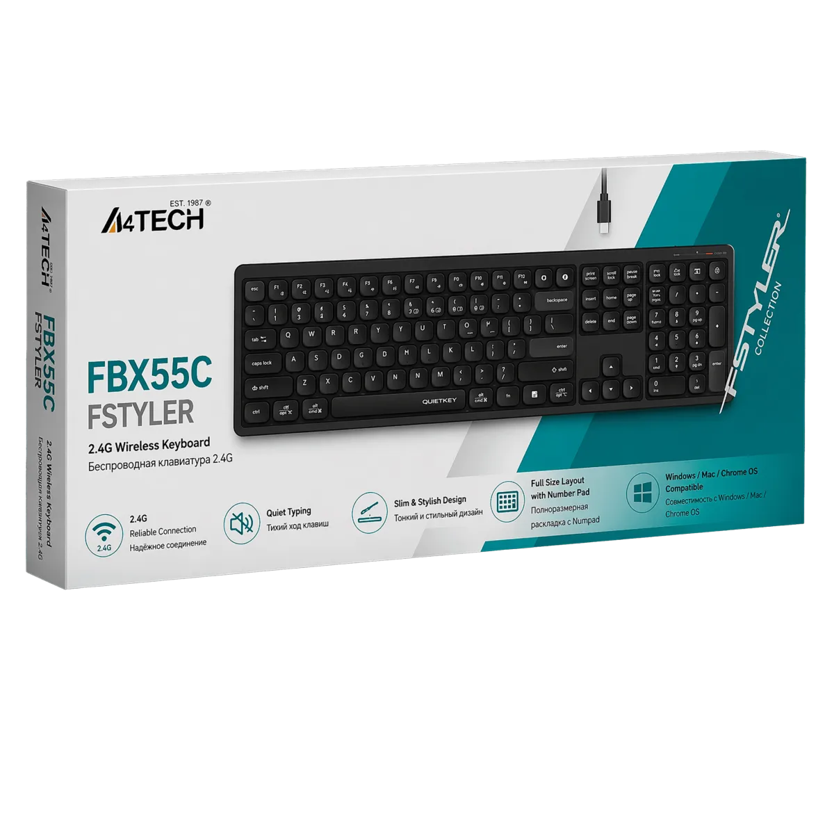 Клавиатура беспроводная A4Tech Fstyler FBX55C / Grey