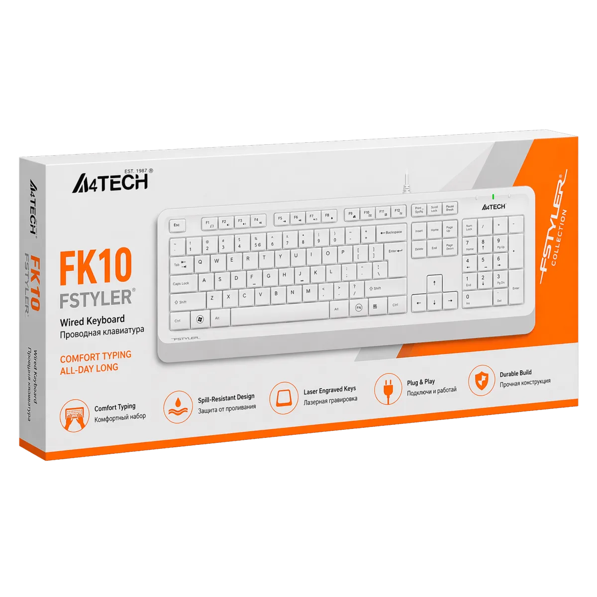 Клавиатура проводная A4Tech Fstyler FK10 / White