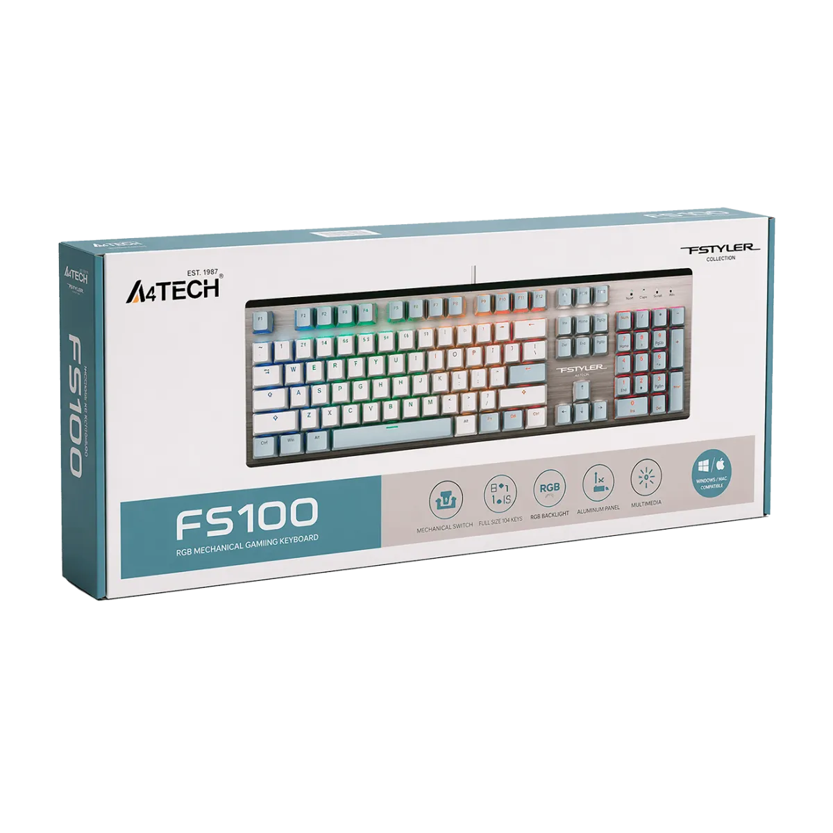 Клавиатура игровая проводная A4Tech FS100 / Grayish White