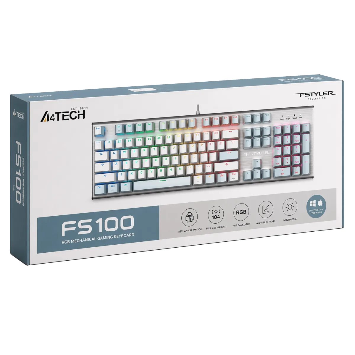 Клавиатура игровая проводная A4Tech FS100 / Icy Blue