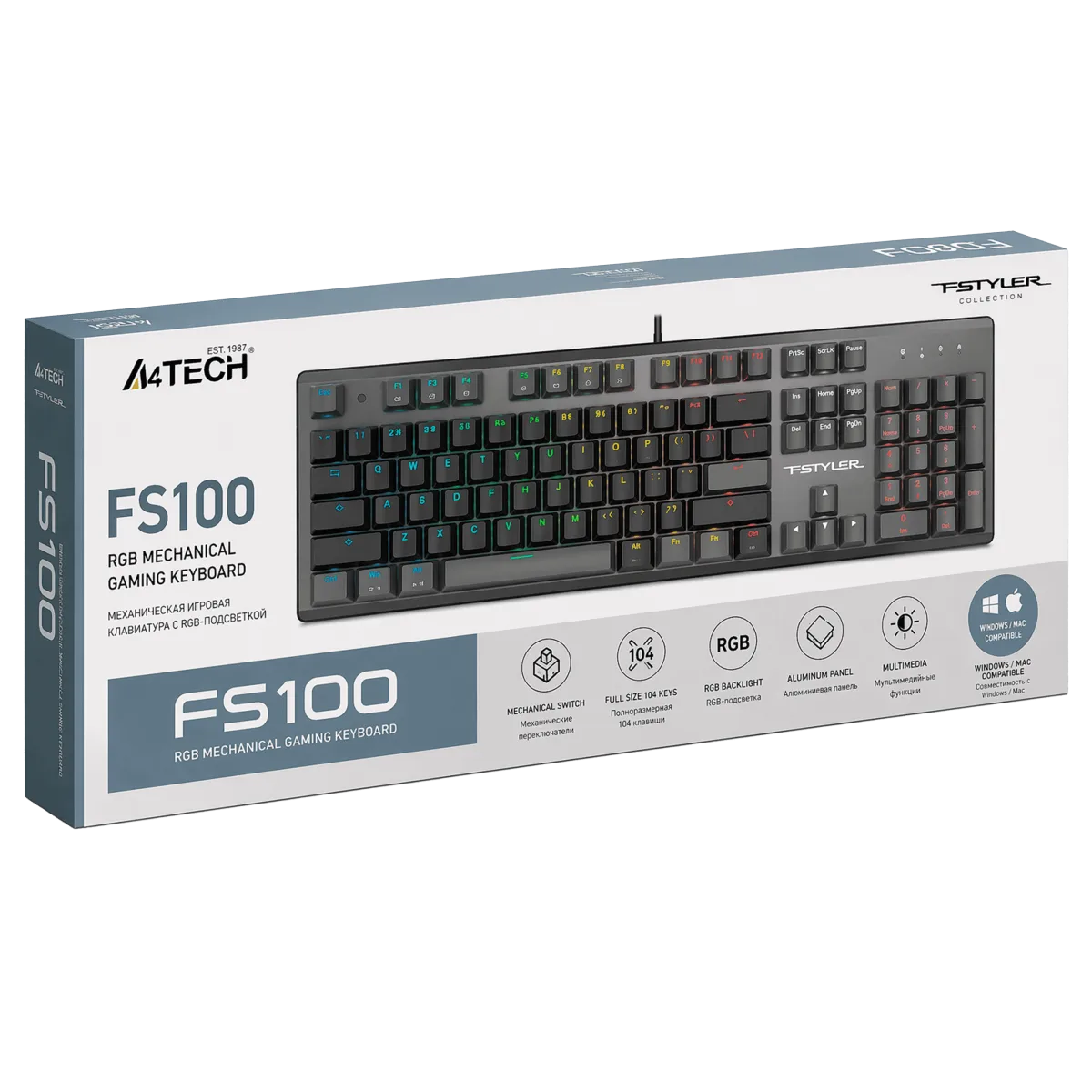 Клавиатура игровая проводная A4Tech FS100 / Stone Black