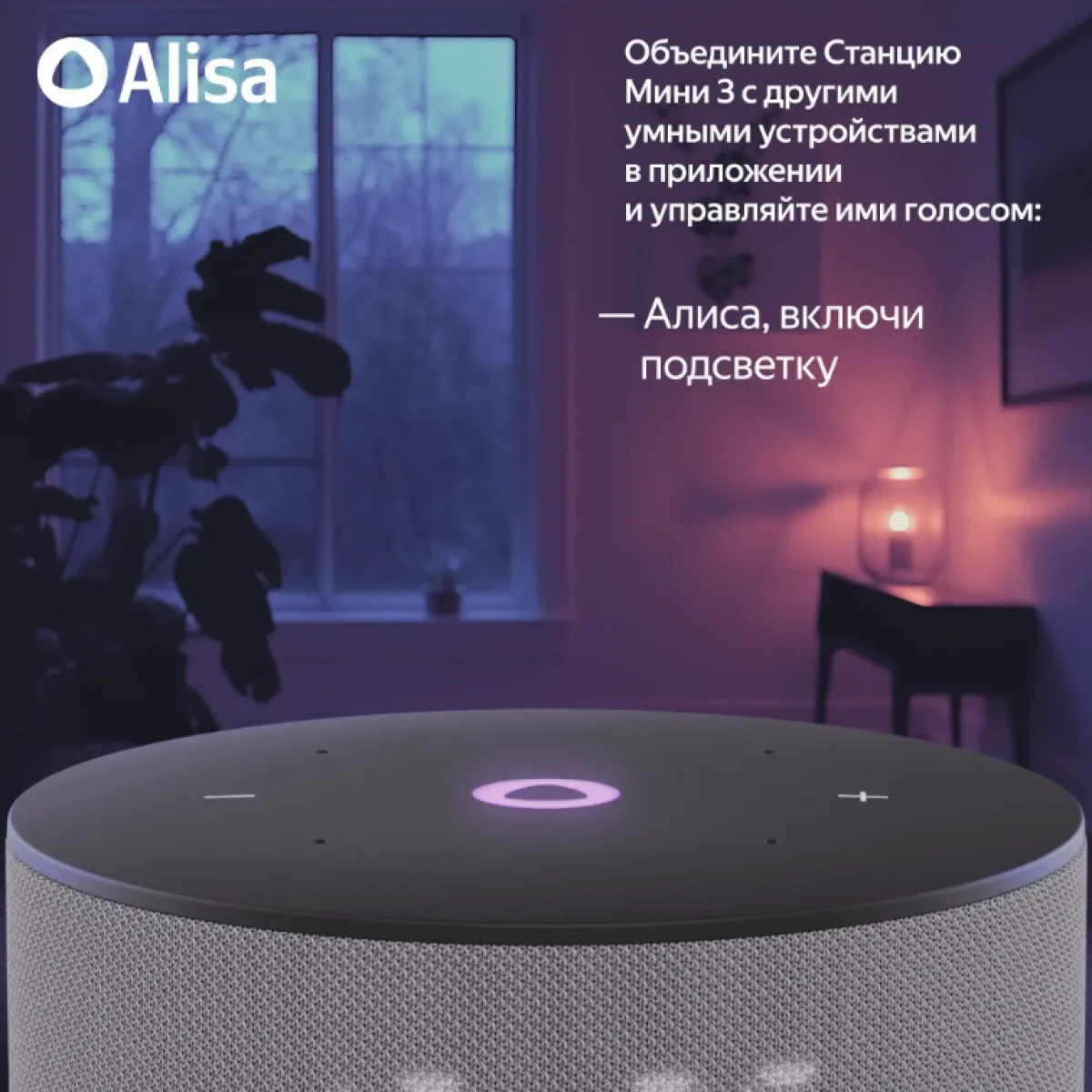 Умная колонка Яндекс Станция Мини 3 с Алисой / Серый