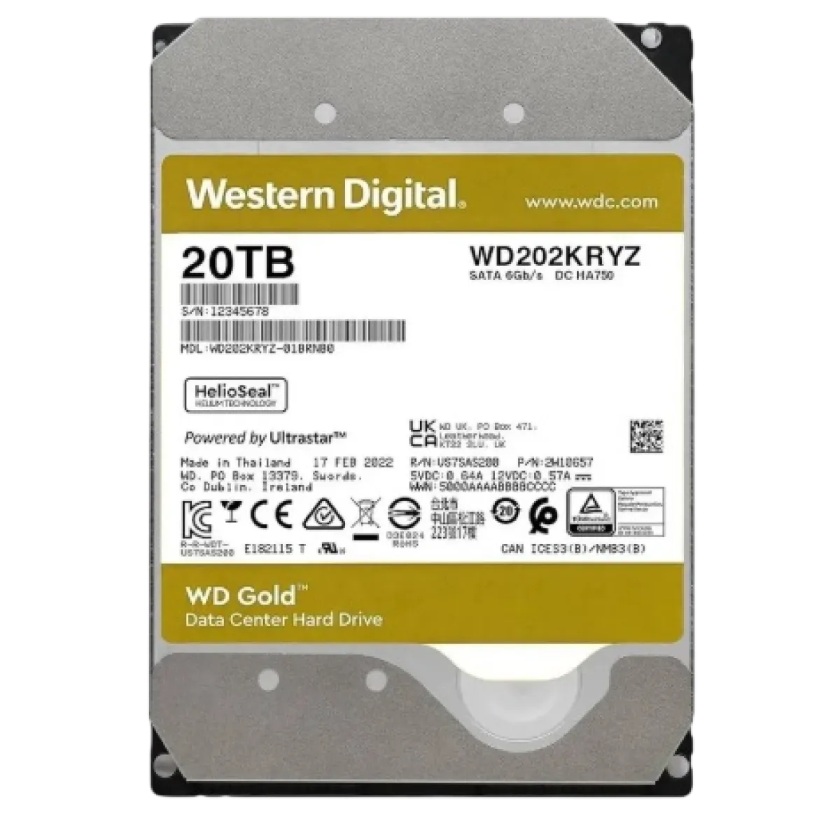 Жёсткий диск HDD Western Digital 20TB Gold