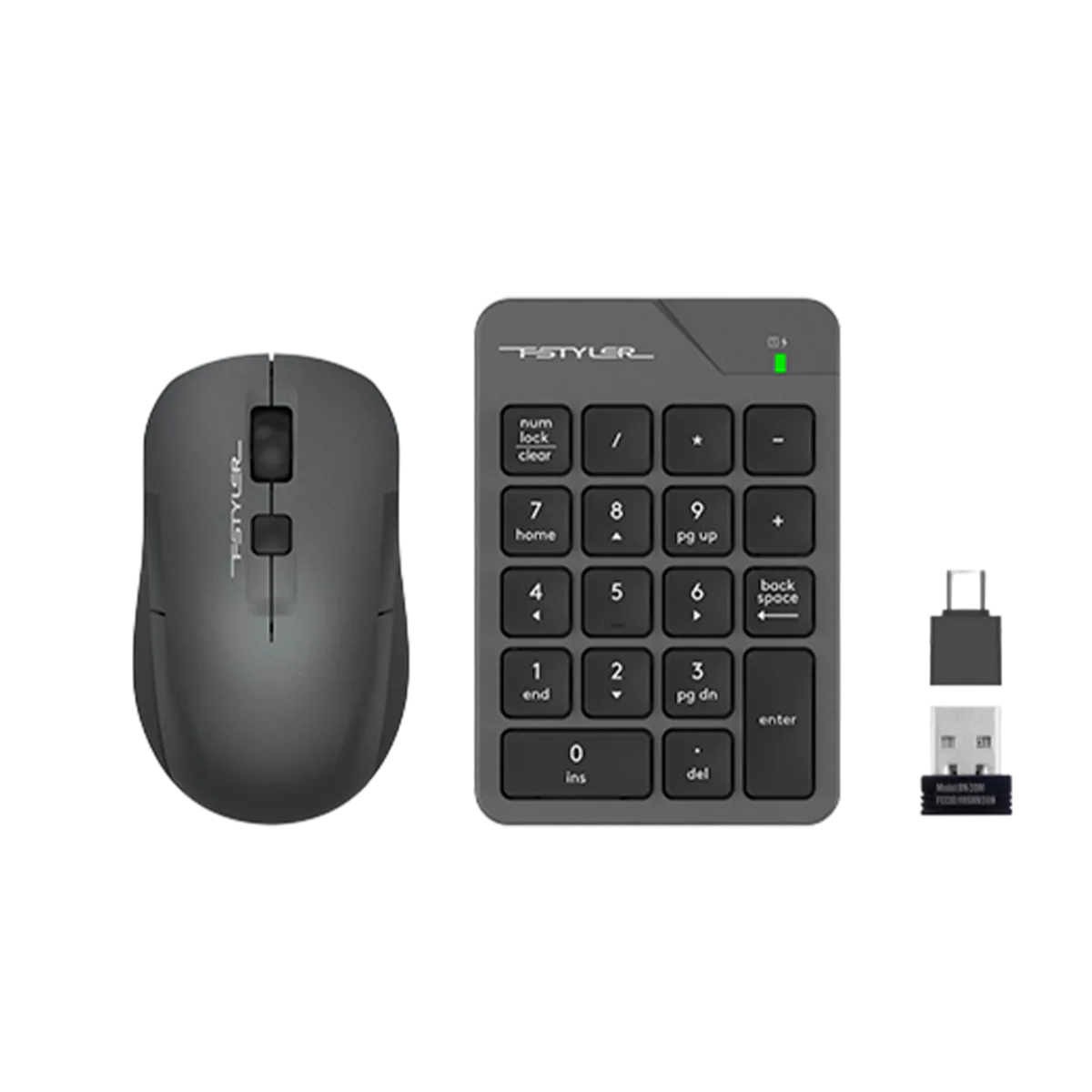 Numpad комплект беспроводной (цифровой блок+ мышь) A4Tech Fstyler FG1600C AIR / Grey