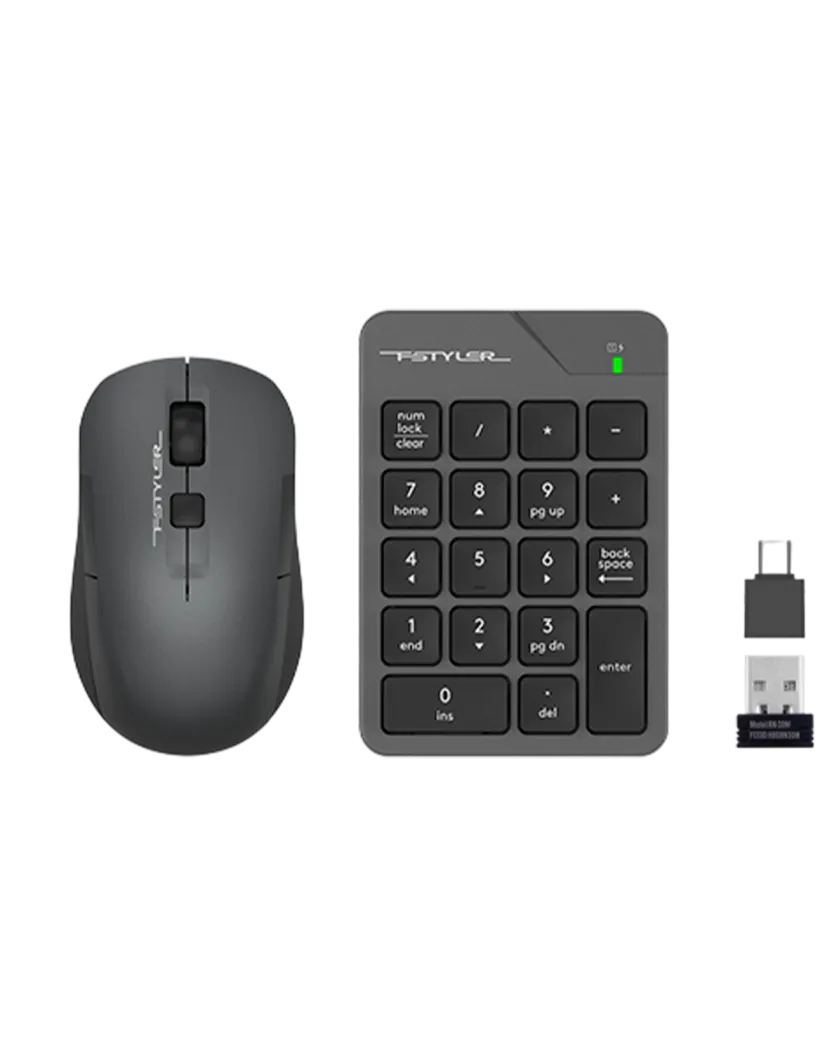 Numpad комплект беспроводной (цифровой блок+ мышь) A4Tech Fstyler FG1600C AIR / Grey