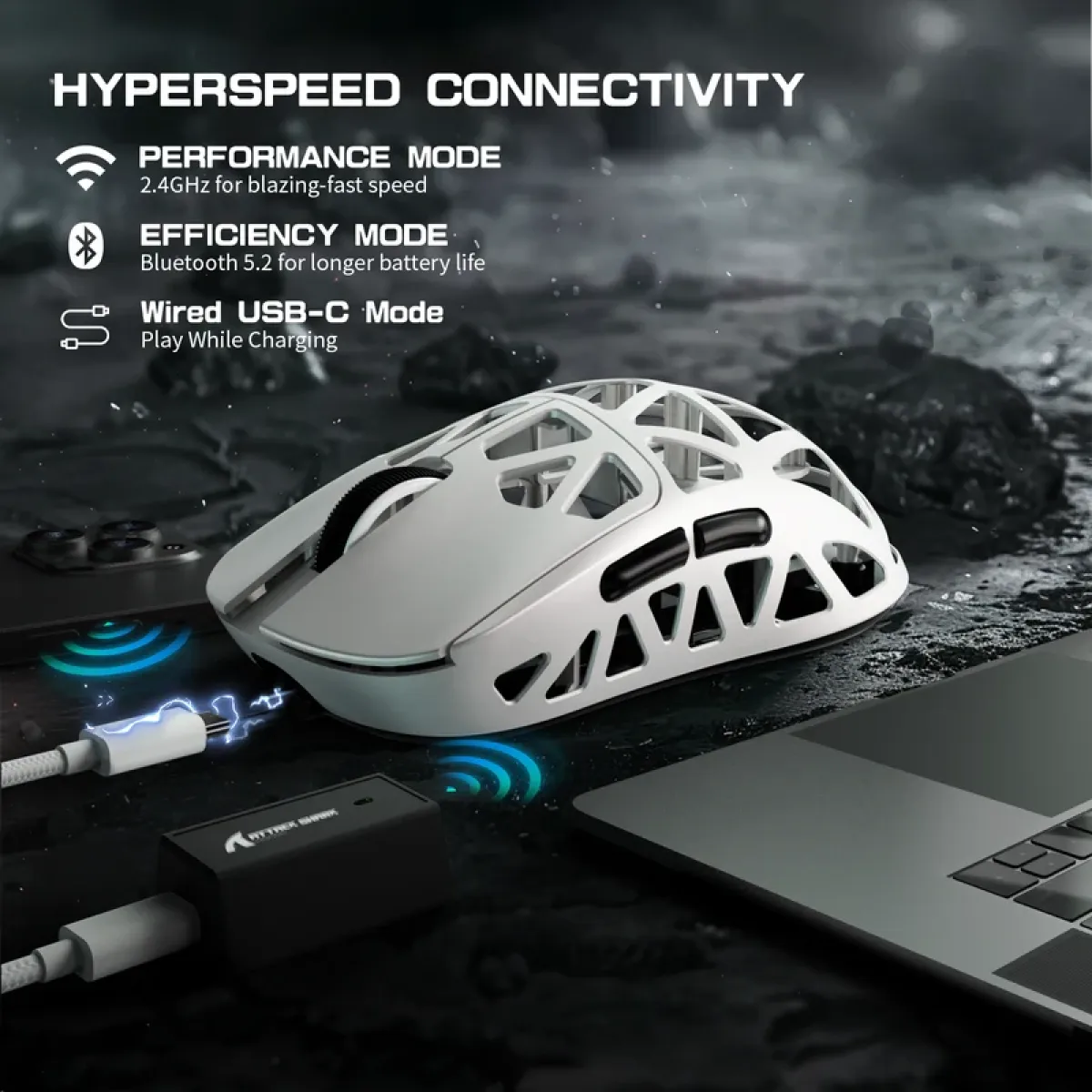 Мышь игровая беспроводная Attack Shark R2 Magnesium Alloy PAW3950 / White