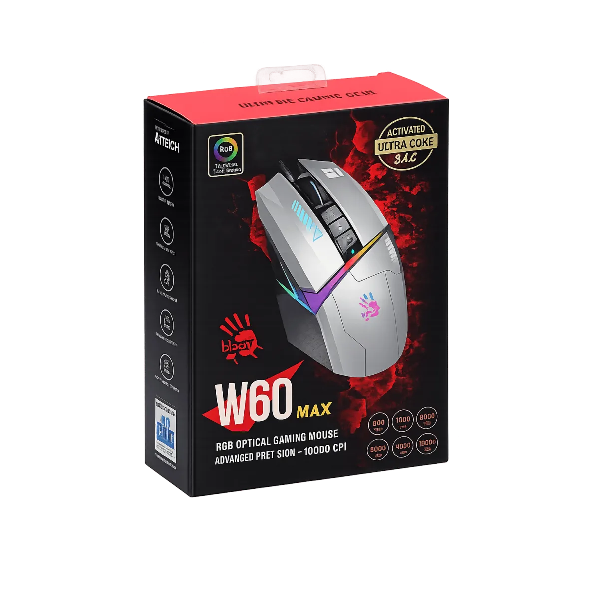 Мышь игровая проводная Bloody W60MAX Gaming RGB / Panda White