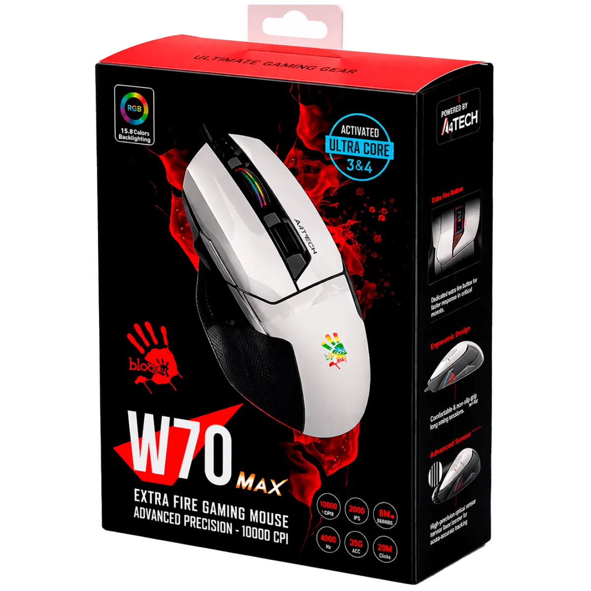 Мышь игровая проводная Bloody W70MAX Gaming RGB / Panda White