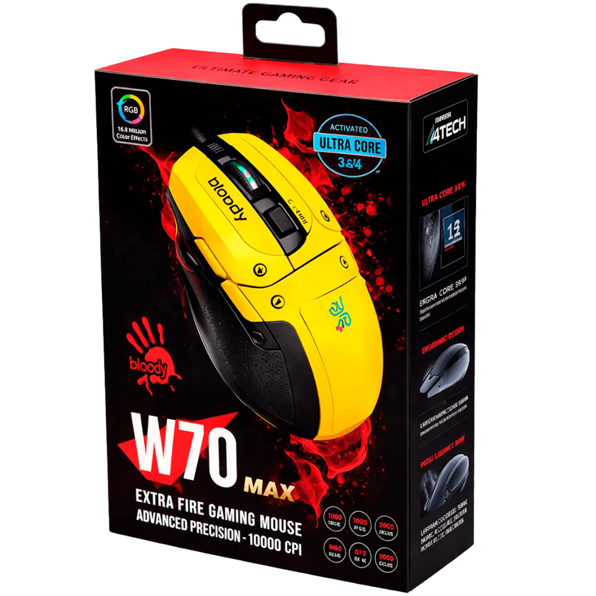 Мышь игровая проводная Bloody W70MAX Gaming RGB / Punk Yellow