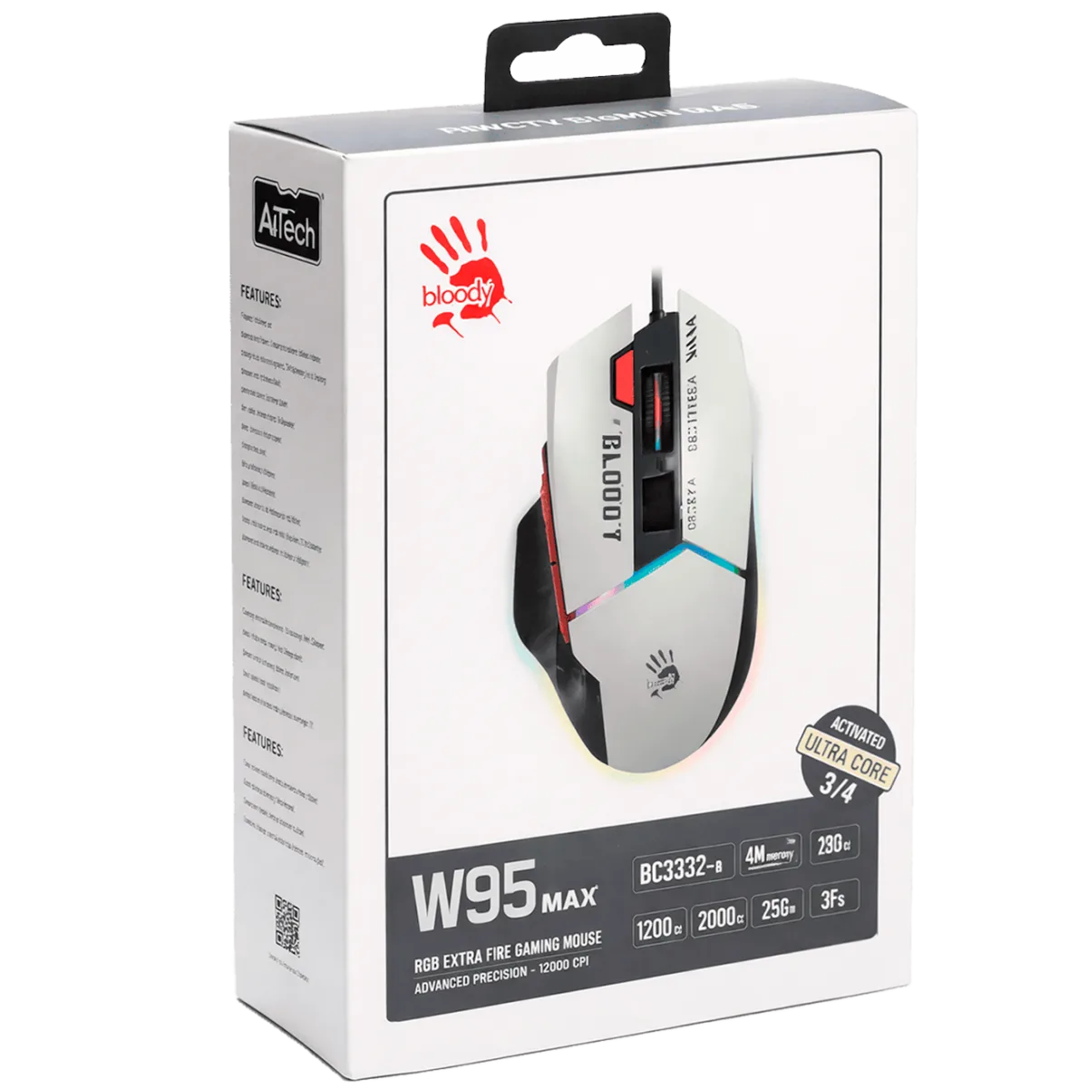 Мышь игровая проводная Bloody W95MAX Sports Navy Gaming RGB / White