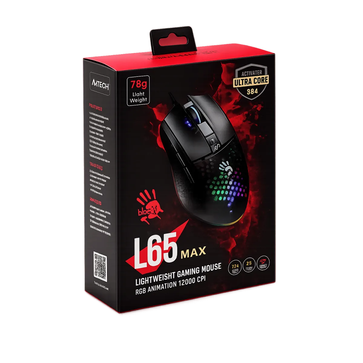Мышь игровая проводная Bloody L65MAX Honeycomb Gaming RGB / Black