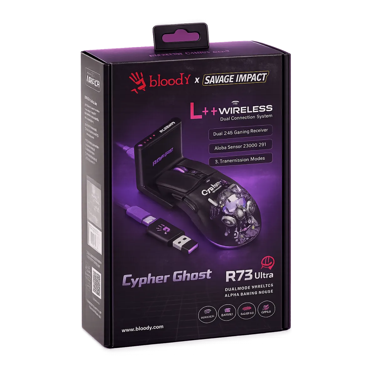 Мышь игровая беспроводная Bloody R73 Pro Cypher Ghost Gaming / Black