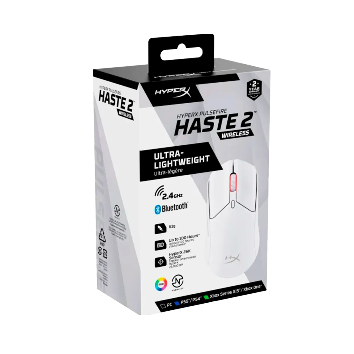 Мышь игровая беспроводная HyperX Pulsefire Haste 2 Core Wireless Gaming / White