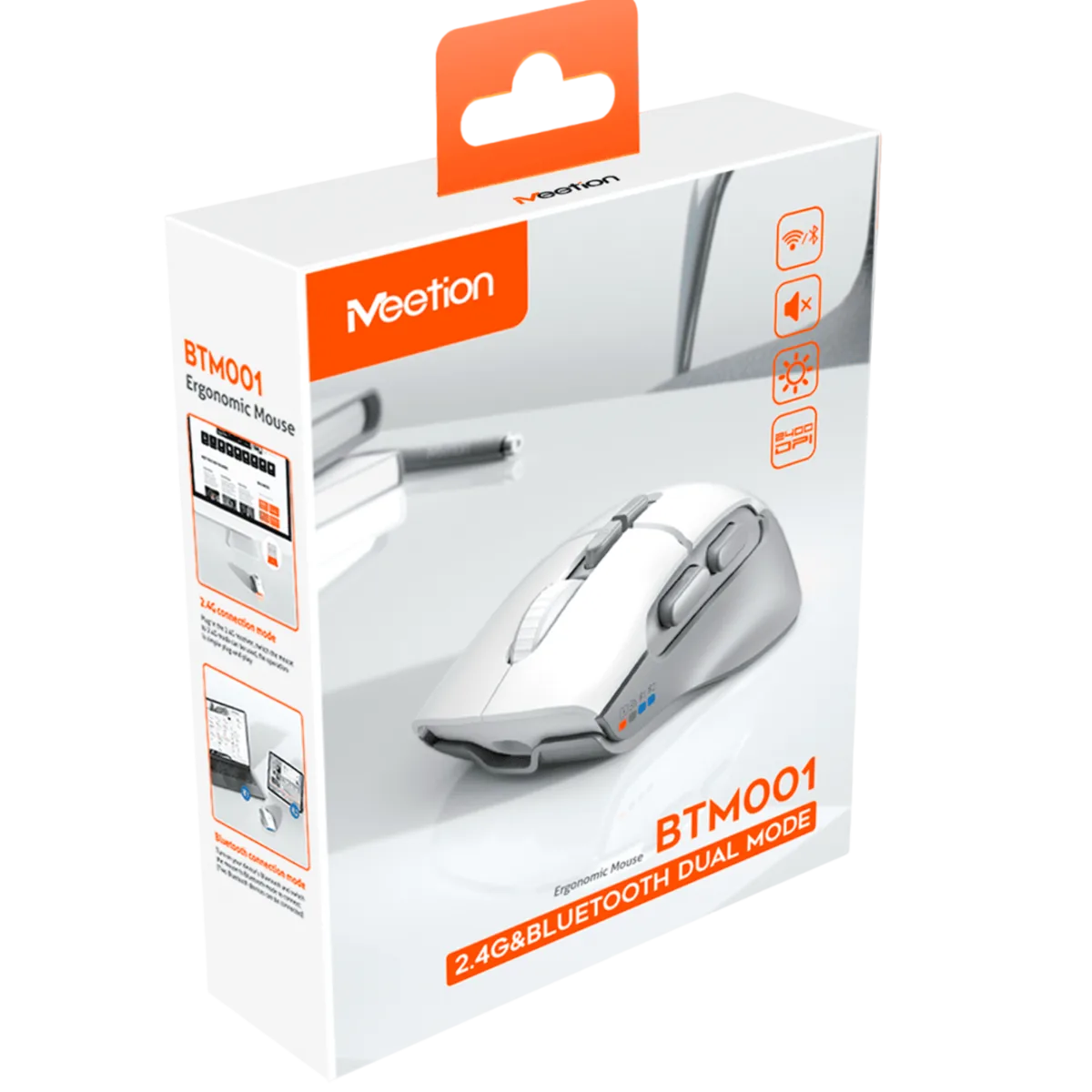Мышь беспроводная Meetion BTM001 / White+Gray