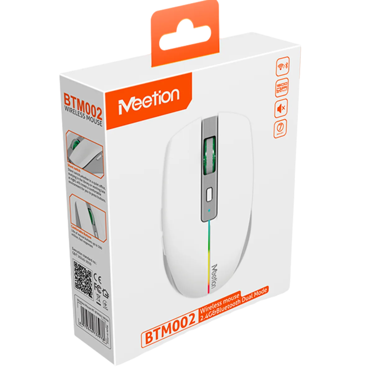 Мышь беспроводная Meetion BTM002 / White+Grey