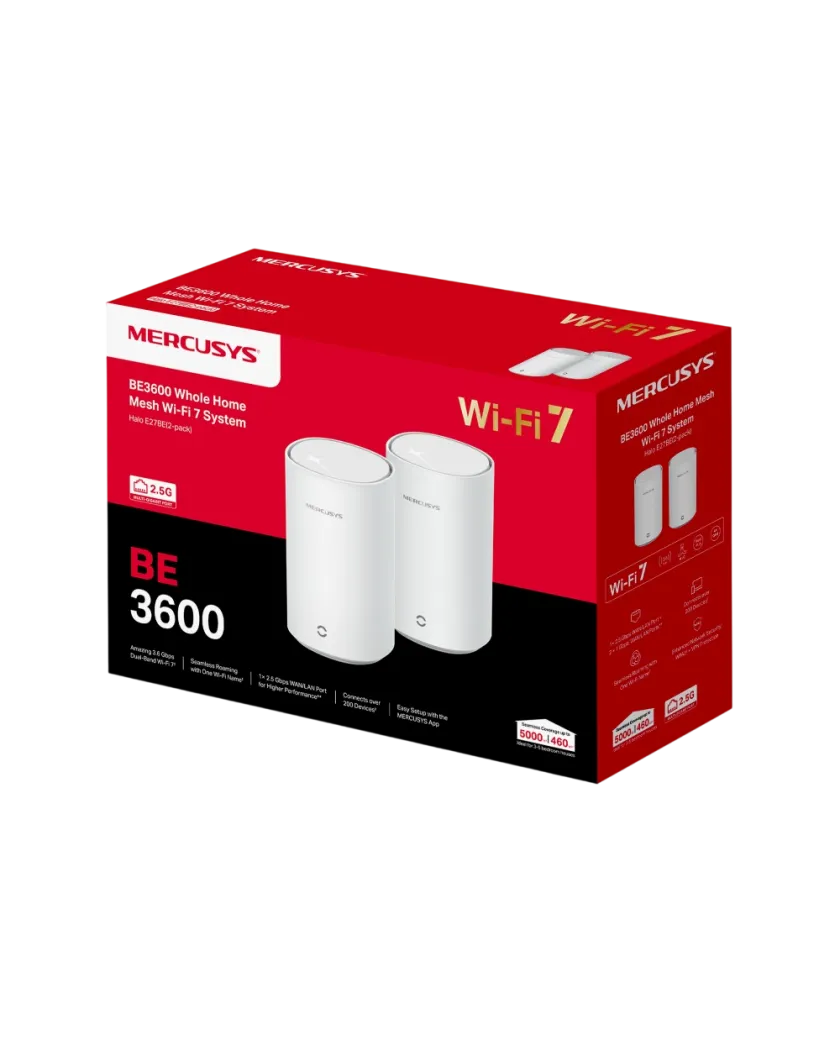 Mercusys Halo E27BE (2-pack) / BE3600 Система Mesh Wi-Fi 7 для всего дома 