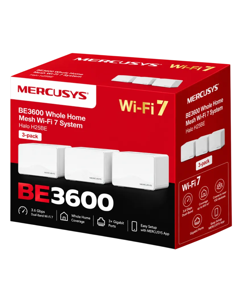Mercusys Halo H25BE (3-pack) / BE3600 Система Mesh Wi-Fi 7 для всего дома 