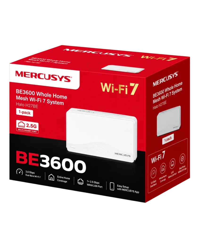 Mercusys Halo H27BE (1-pack) / BE3600 Система Mesh Wi-Fi 7 для всего дома