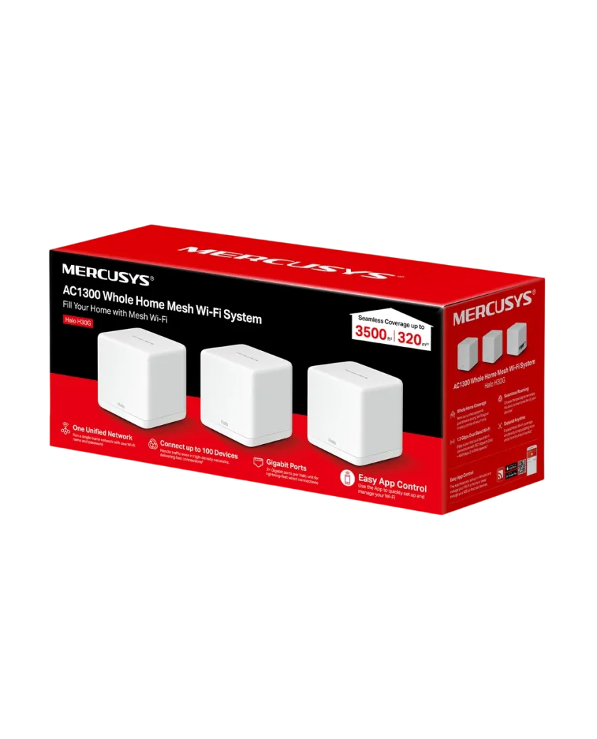 Mercusys Halo H30G (3-pack) AC1300 Whole Home Mesh Wi-Fi System
