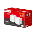 Mercusys Halo H60X (2-pack) AX1500 Whole Home Mesh Wi-Fi 6 System 2-pack: 1× Halo H60XR + 1× Halo H60XS