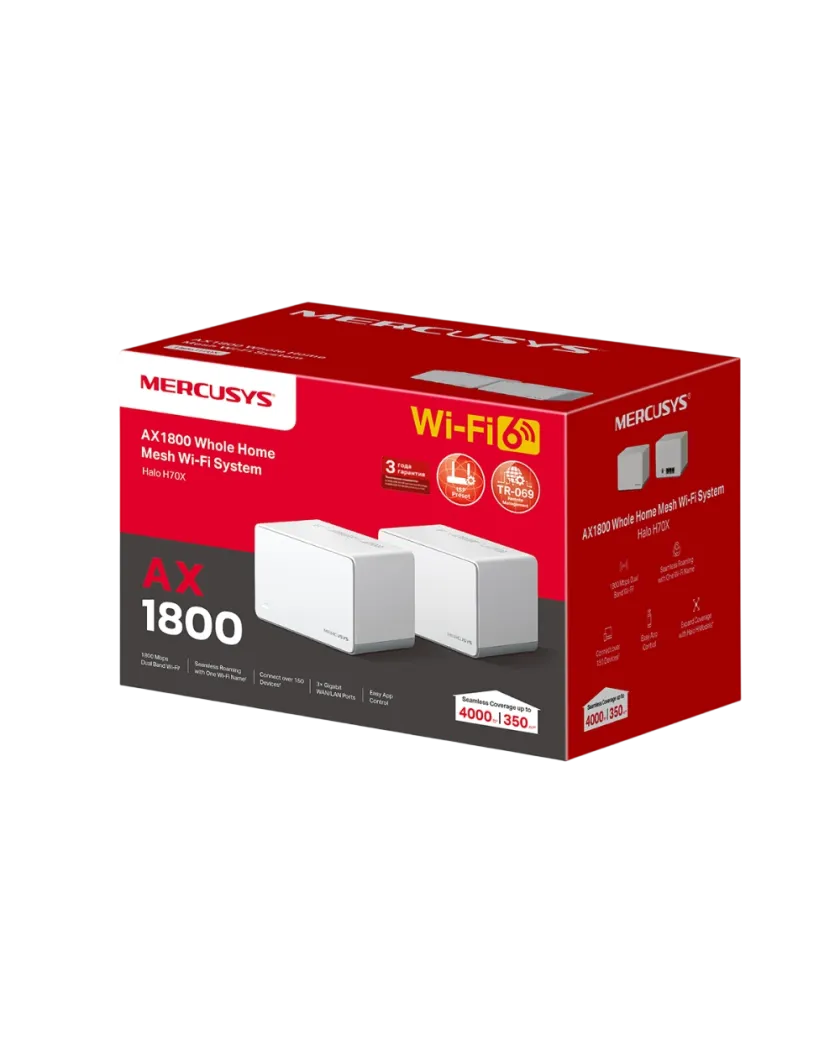 Mercusys Halo H70X (2-pack) AX1800 Whole Home Mesh Wi-Fi 6 System