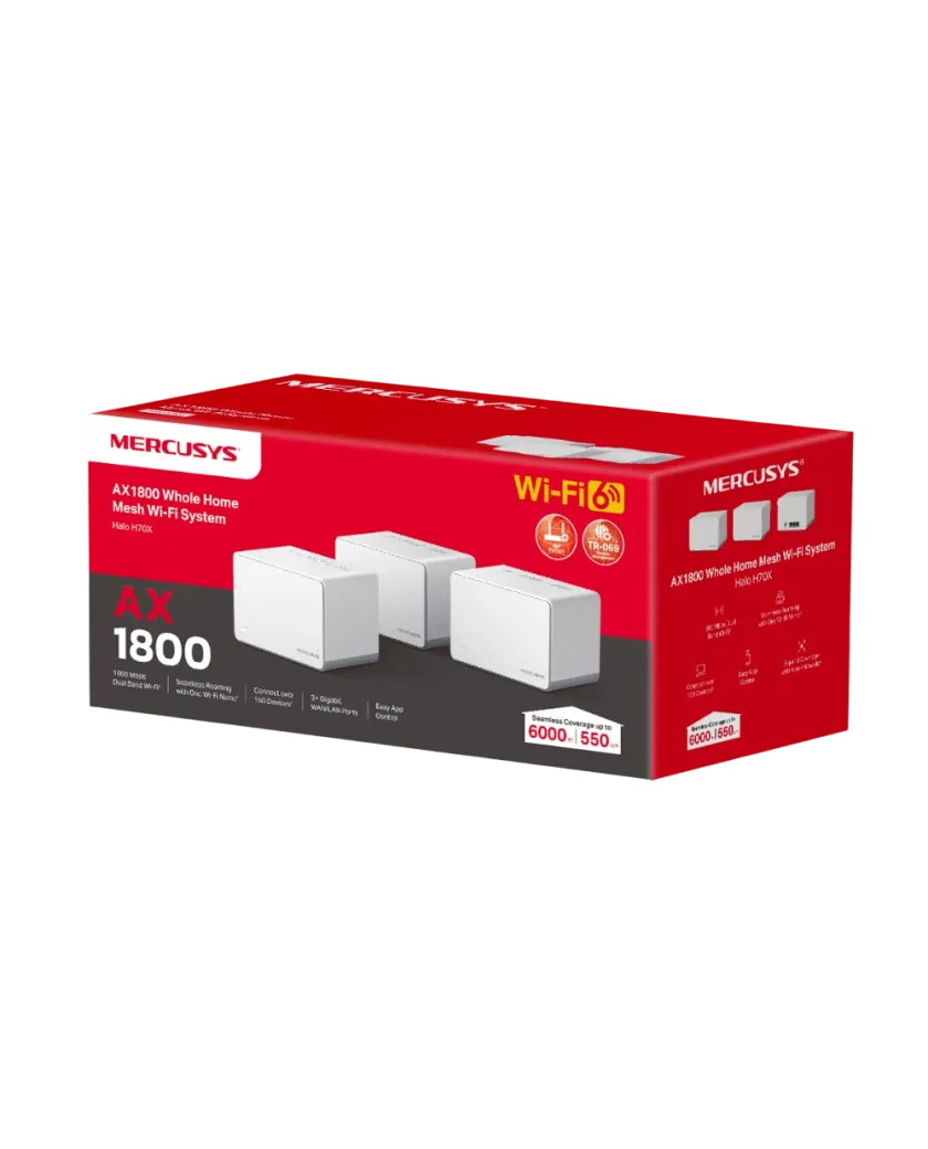 Mercusys Halo H70X (3-pack) AX1800 Whole Home Mesh Wi-Fi 6 System