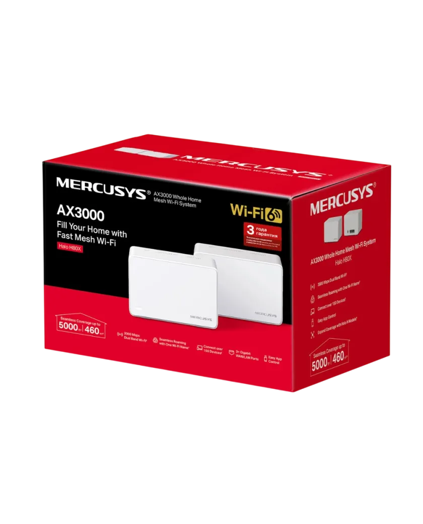 Mercusys Halo H80X (2-pack) AX3000 Whole Home Mesh Wi-Fi 6 System