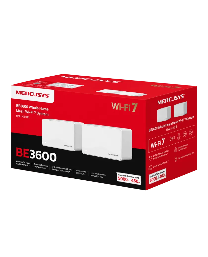 Mercusys Halo H25BE (2-pack) / BE3600 Система Mesh Wi-Fi 7 для всего дома