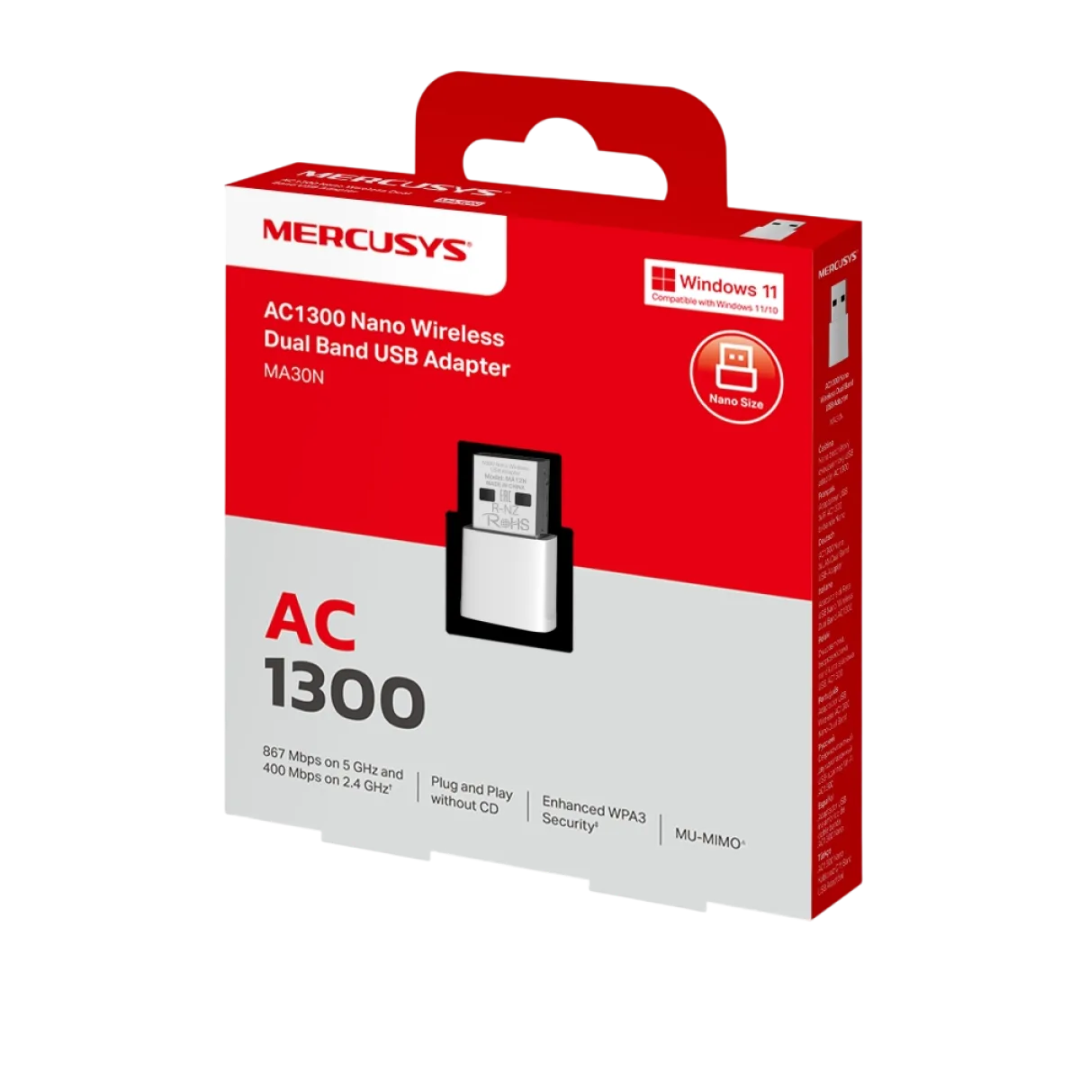 Mercusys MA30N AC1300 Nano Wireless Dual Band USB Adapter