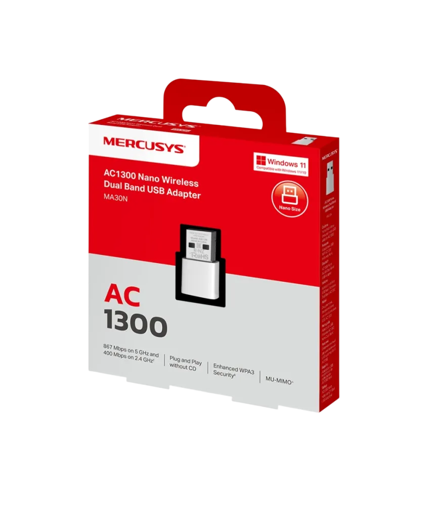 Mercusys MA30N / AC1300 Беспроводной двухдиапазонный USB-адаптер