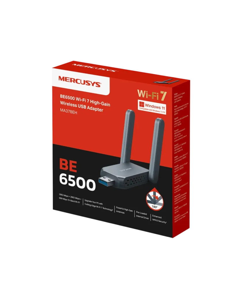 Mercusys MA37BEH / BE6500 Wi-Fi 7 Высокочувствительный беспроводной USB-адаптер
